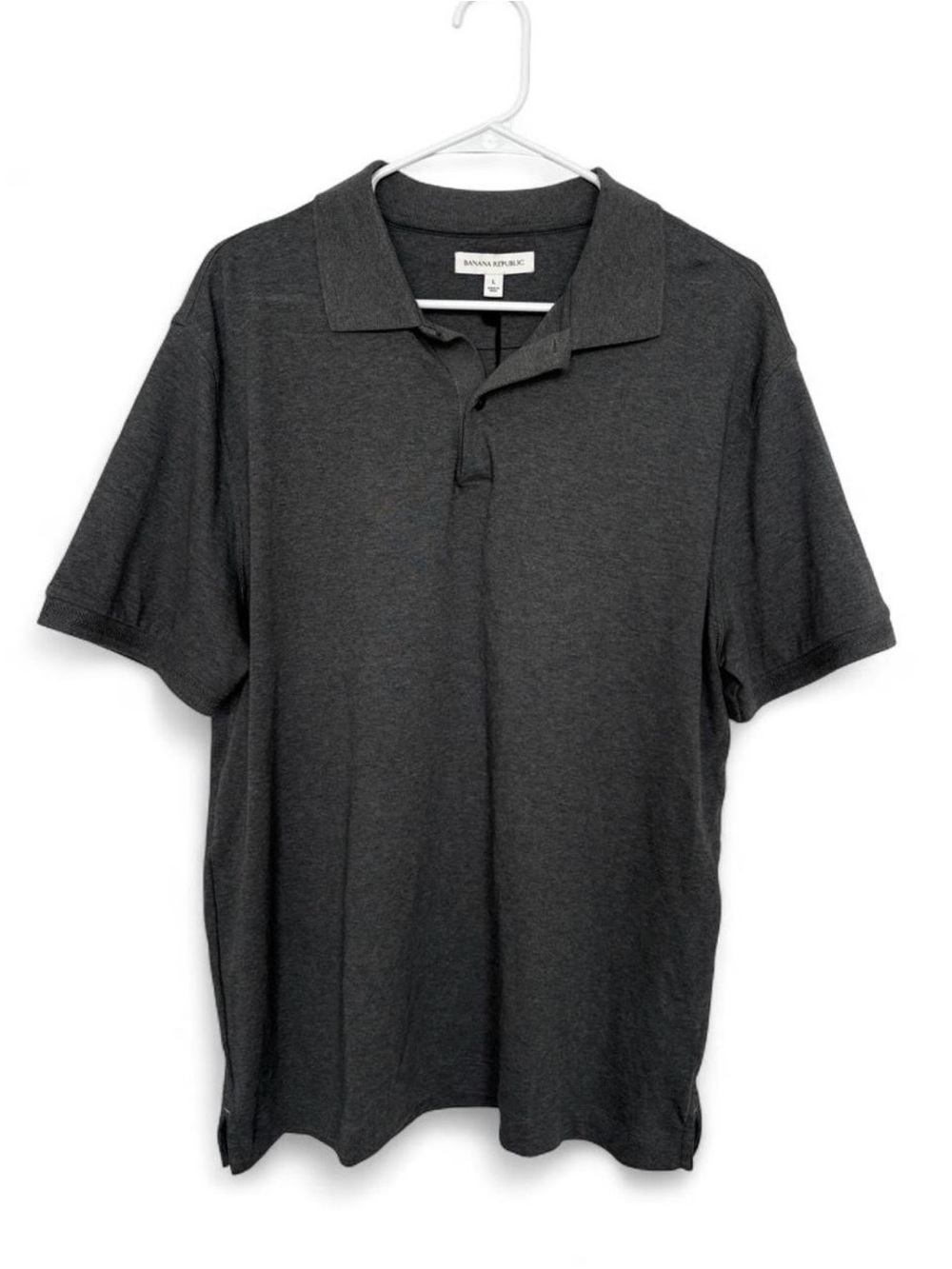 NWT Men's Banana Republic Gray Short Sleeve Polo Large Cotton Preppy Neutral